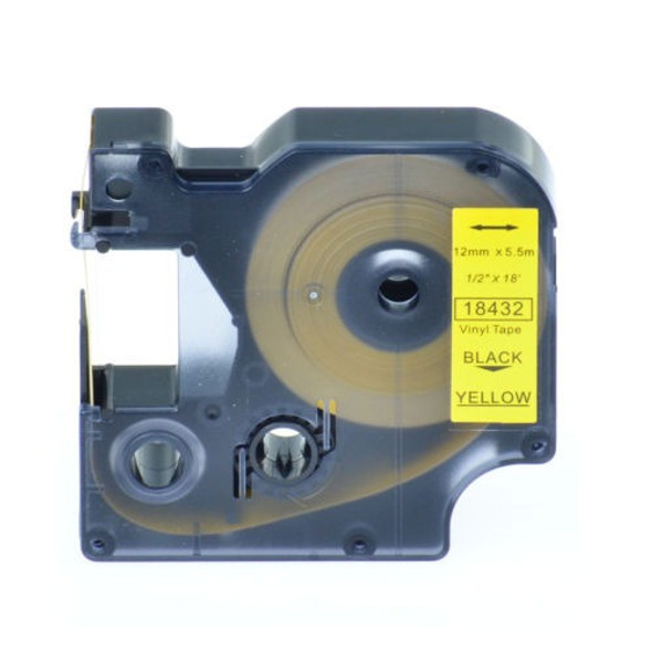 Negro En Vinilo Amarillo Etiqueta Cinta 18432 De Dymo Rhino 1