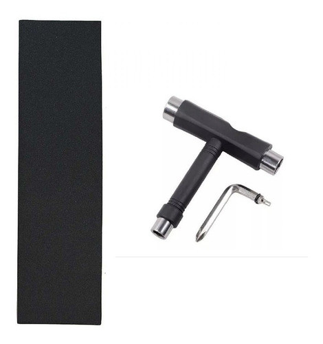 Lixa Emborrachada + Chave T Ferramenta Skate Skateboard 0