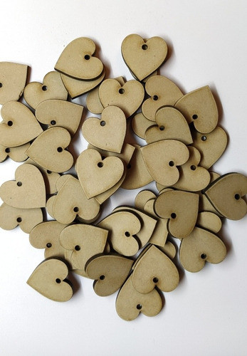 50 Corazones Fibrofacil 7cm Mdf Souvenirs Madera Formas 1