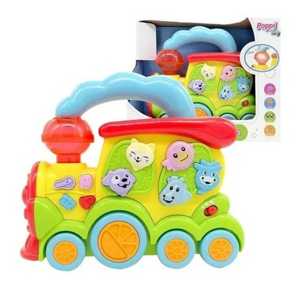 Tren Musical Poppi Animales Granja Sonido Luz Infantil 0