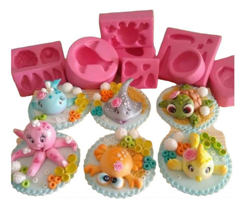 Kit Moldes De Silicone Fundo Do Mar Grande 9 Pçs 0