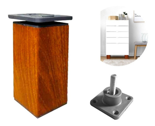 Pata Bajo Mesada Simil Madera Regulable 100mm Aluminio Radem 0