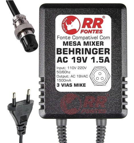 Fonte Compatível Com Behringer Mxul1 19v 1500mah X2 1