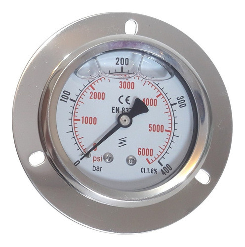 Manómetro C/glicerina 0-400 Bar Brida 1/2 Npt Diám Ø100mm 0