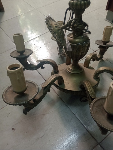 Araña De Bronce Macizo 6 Luces 1