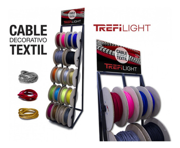 Cable Textil Decorativo Trefilight X Metro Azul 1