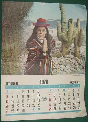 Hoja Almanaque Esso 1970 Modelo Pucara Tilcara Jujuy Set/oct 0