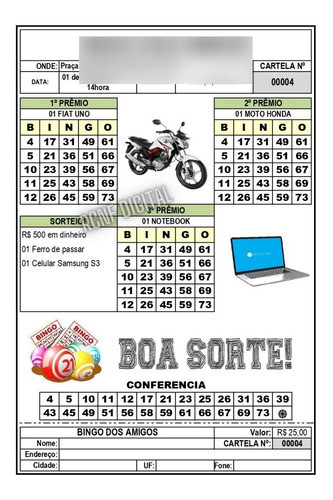 Gerador 10mil Cartelas De Bingo ( 3 Premiações ) Editável 0