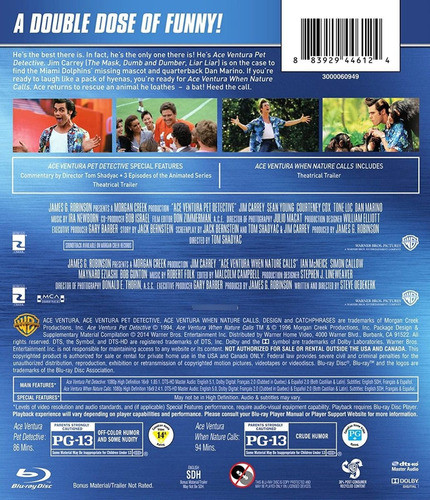 Blu-ray Ace Ventura 1 & 2 / Incluye 2 Films 1