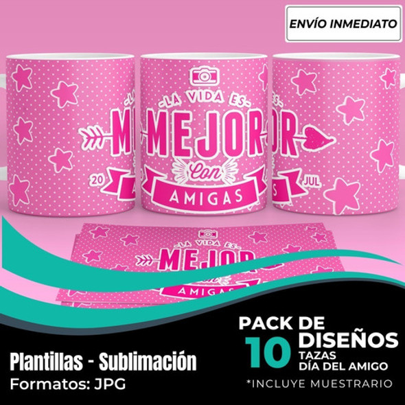 Diseños Plantillas Tazas Dia Del Amigo Sublimación M5 1