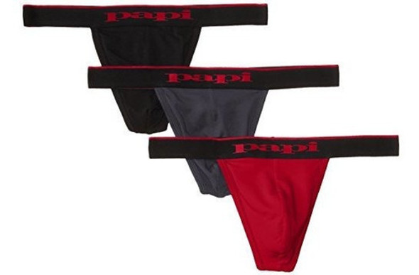 Papi Mens 3 Pack Cotton Stretch Thong 0
