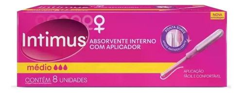 Absorvente Interno Intimus Médio Com Aplicador 8 Unidades 0