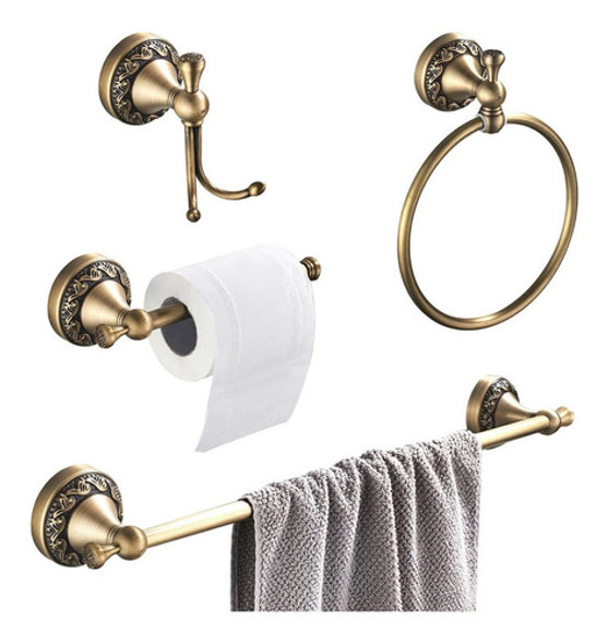 Set De 4 Accesorios Para Baño Bronce Antiguo Bathsir -7mjg4 0