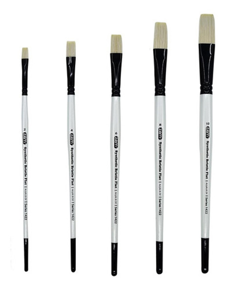 Zem Brush White Hog Bristle Synthetic Flats Artist Brush Set 0
