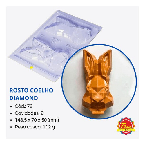 Kit 3 Forma Rosto Coelho Diamond Com Silicone C.72 Pf 1