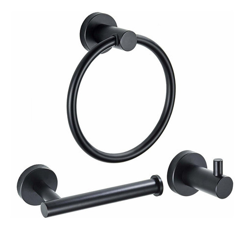 Set De 3 Accesorios Para Baño Negro Mate Marmolux Acc -7s2y 0