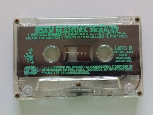 Cassette Joan Manuel Serrat Dedicado A Antonio Machado - Zwt 1
