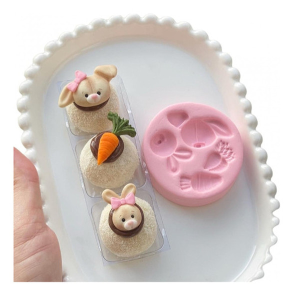Molde De Silicone Mini Coelhos Da Páscoa E Cenouras 4 Cav 0