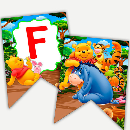 Banderines Cumpleaños Imprimibles Personalizados Winnie Pooh 0