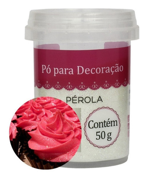 Pó Pérola Comestível Para Decoração Pérola 50gr Bolo Doces 0 Pó Pérola Comestível Para Decoração Pérola 50gr Bolo Doces 0