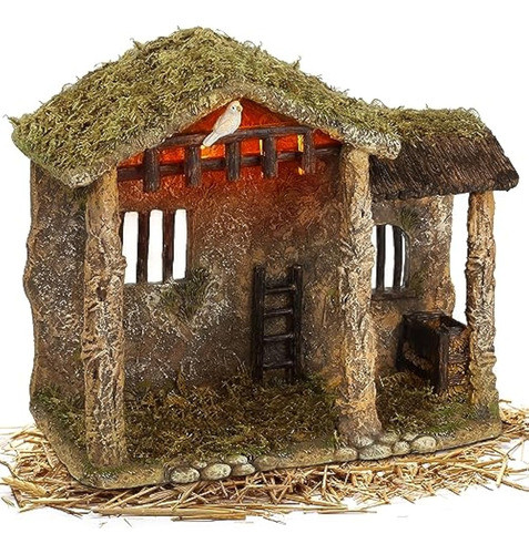 Figura De Pesebre Estable Iluminada De 14.5 0
