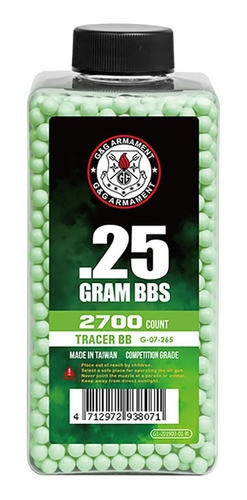 Balines Tracer Bbs 6 Mm G&g Airsoft 0,25 Grs Botella X 2700 0
