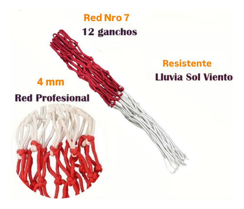 Juego De Red Básquet X2 Premium 4mm 12 Ganchos Oficial 1