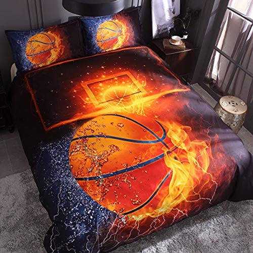 Juego De Funda De Edredón Dthome 3d Basketballs Para Niños, 1
