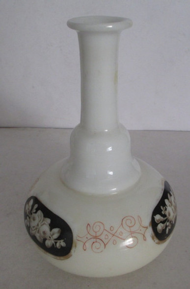 1009 - Garrafa Em Opalina Com Pintura À Mão Floral Com  22cm 1