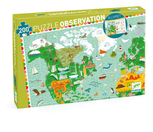Puzzle Observación 200 Piezas La Vuelta Al Mundo Djeco 0