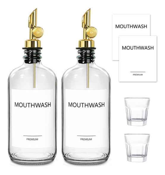 Dispensador De Enxaguatório Bucal Toldatli Glass Com Copo De 0