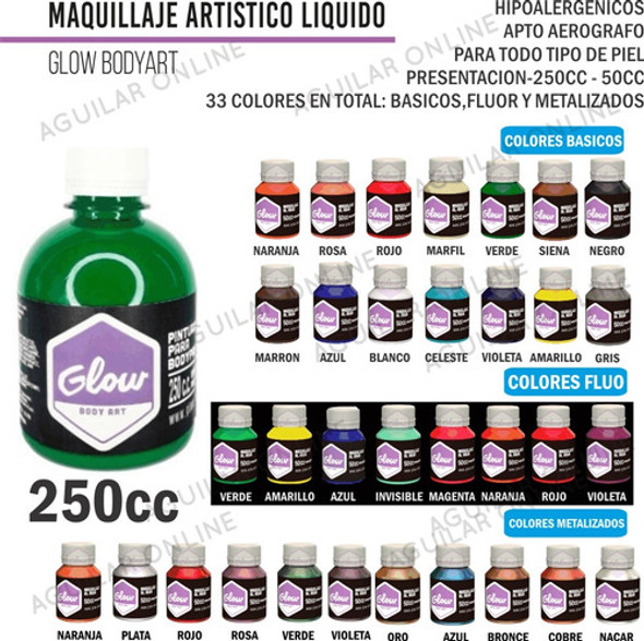 Maquillaje Glow Oro Metalizado Artistico 250cc Teatral 1