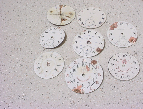 Lote 08 Mostradores De Porcelana E Chapa De Relógios Bolso. 0