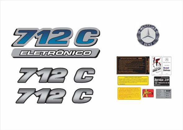 Kit Completo Adesivo Resinado Emblema Mercedes Benz 712c 0