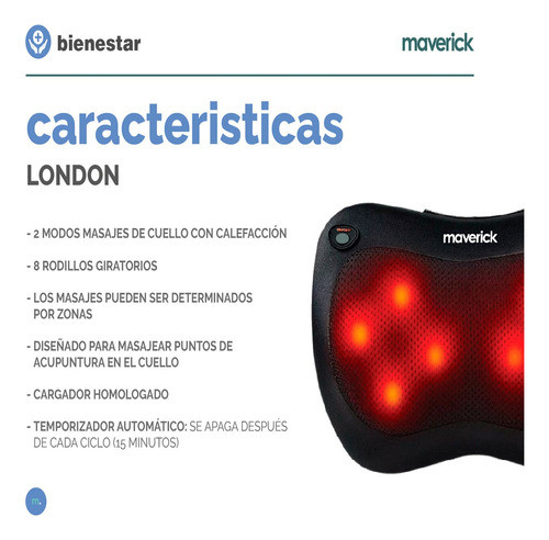 Masajeador De Cuello  Maverick London 4 Nodos 8 Rodillos 1