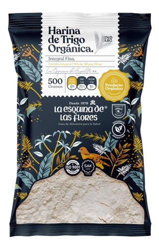 Harina Integral Fina Organica Esquina De Las Flores 500 G X5 0