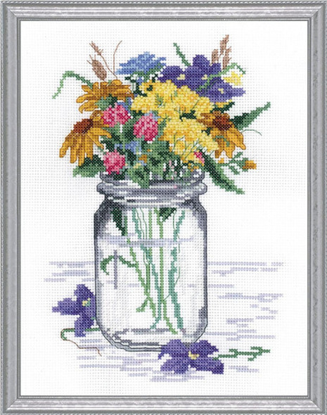 Kit De Bordado Cuentas Wildflower Jar Blanco, Amarillo, Azul 0