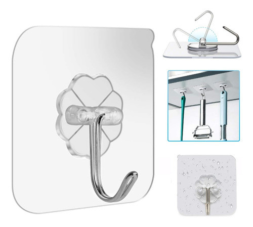 Gancho X20 Pcz Adhesivo De Pared Portatil Soporte Hasta 15kg 0