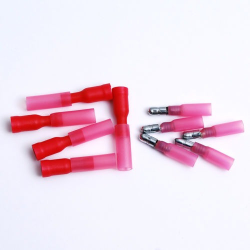 10 Conector Del Terminal De Balas Termoencogibles Rojo 22-18 0
