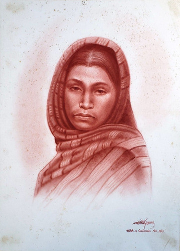 Figura Feminina Nahua Cuetzalan México Assinada Cid 48x35 Cm 0