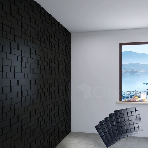 35 Revestimento Auto Relevo 3d Pvc Preto 50x50 Painel De Tv 0