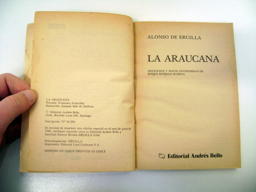 La Araucana Alonso De Ercilla Literatur Chilena Poesia Boedo 1