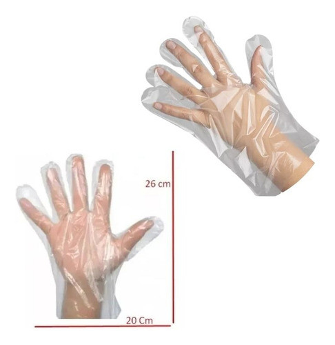 Luva Plástica Descartável Transparente Restaurante Beleza 1