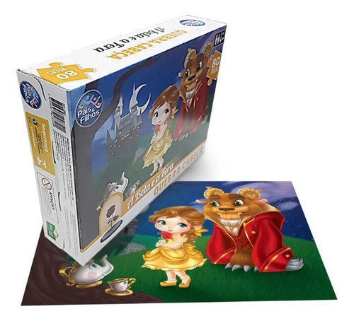 Brinquedo Quebra-cabeça  Bela E Fera  80 Pçs - Pais E Filhos 0