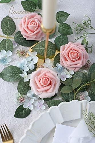 Rosas Artificiales C/tallo Realistas X50u/7.6cm/rosa Durazno 1