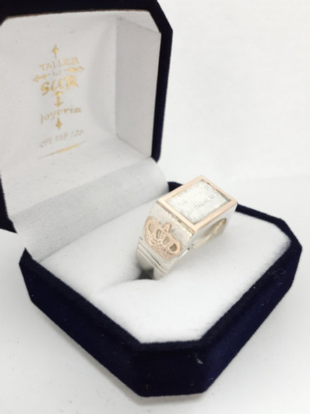 Anillo Sello De Iniciales Plata Y Oro Dama-joven-caballero 0