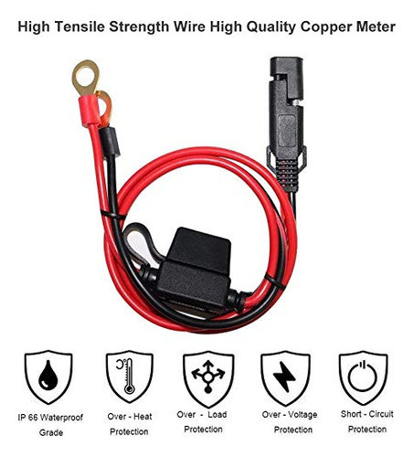 [paquete De 5] Cable De Carga De Batera De Motocicleta De 2 1