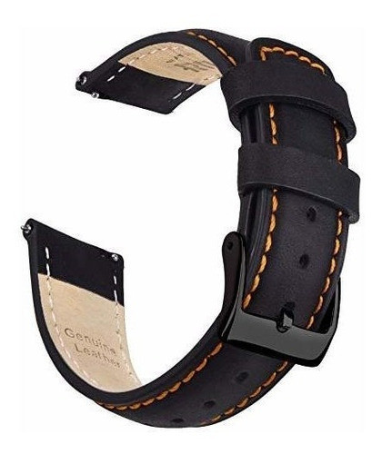 Malla Para Rejoj Analogico Cuero Genuino Black Orange 18mm 0