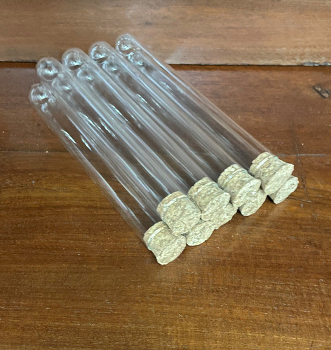 9 Tubos Ensayo Corcho 15x1,8cm Vidrio Laboratorio Souvenirs 0