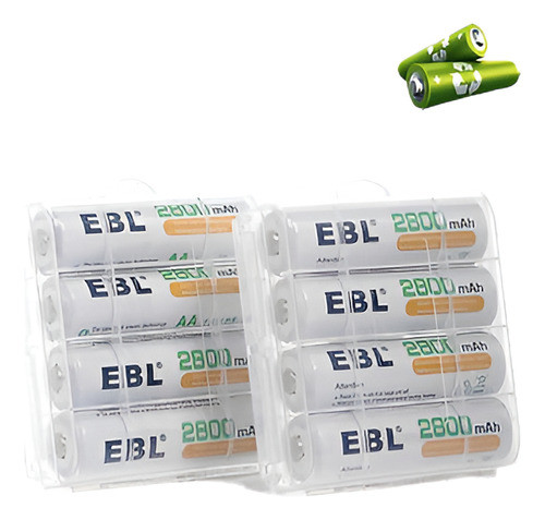 8 X 2800mah Ebl 1.2v Aa Nimh Batería Recargable Para Cámara 0